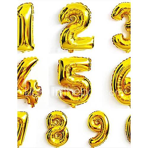 Image de 10pcs 16 pouces 0-9 ballons feuille de nombre d'argent en or chiffres d'air heureux ballons anniversaire de fournitures de fÃªte Ã©vÃ©nement