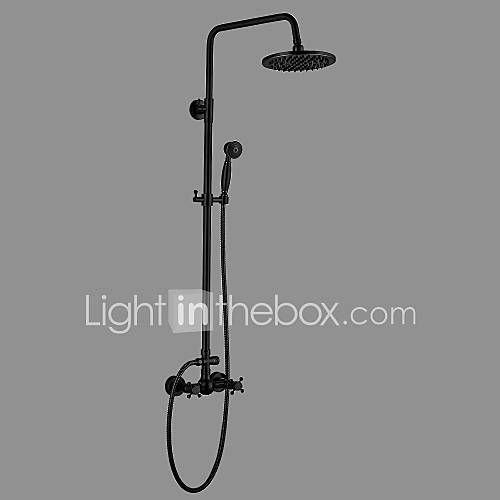 Image de Antique Set de centre Douche pluie with Soupape cÃ©ramique Deux poignÃ©es trois trous for Bronze huilÃ© , Robinet de douche