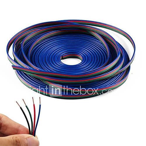 Image de 4 couleur 5m rgb ligne de cÃ¢ble d'extension de bande LED RGB 5050 3528 cordon 4pin