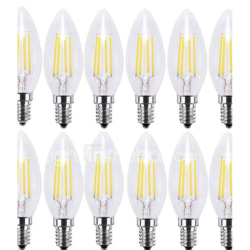 Image de 4W E14 Ampoules Ã  Filament LED C35 4 COB 400 lm Blanc Chaud Blanc Froid 2700 6000 K DÃ©corative AC 100-240 V