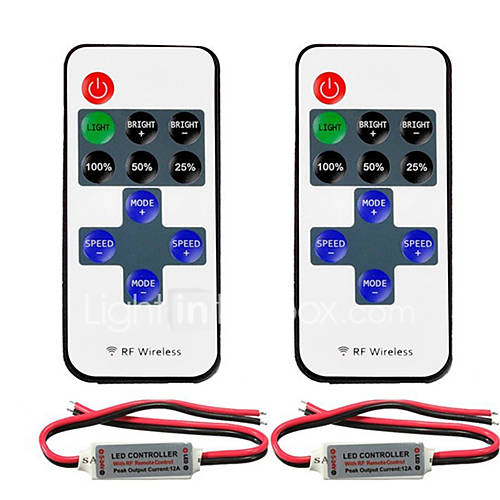 Image de 2pcs mini led controller variateur avec rf sans fil tÃ©lÃ©commande dc 524v 12a