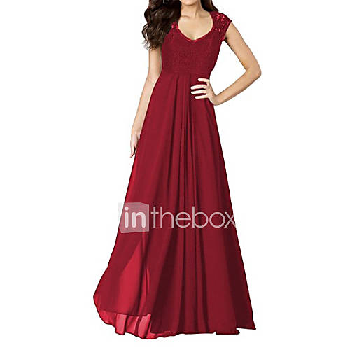Image de BalanÃ§oire Robe Femme SoirÃ©e Sortie Vacances Sexy Vintage Mignon,Couleur Pleine Col en U Maxi Sans Manches Rayonne Toutes les Saisons EtÃ©