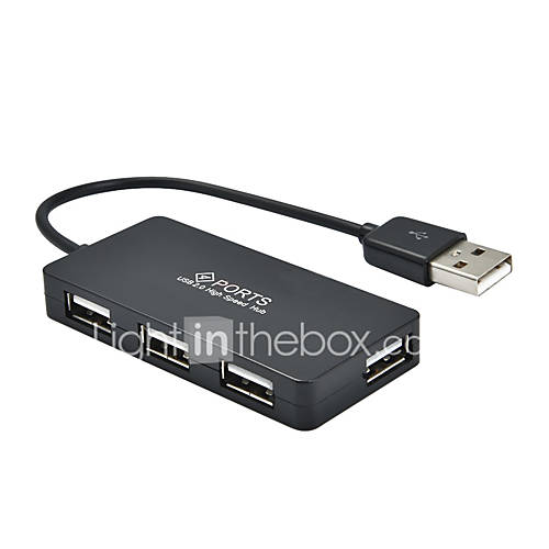 Image de 4 ports usb 2.0 hub haute vitesse ultra fin noir / blanc