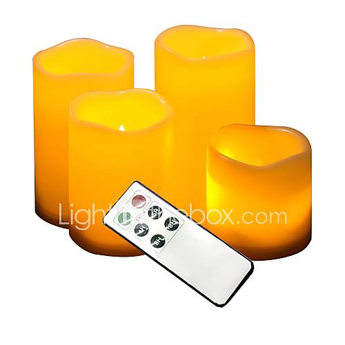 Image de Bougies sans flamme extÃ©rieures de 4 piÃ¨ces avec tÃ©lÃ©commande et minuterie Bougies Ã  pilules led Bougies impermÃ©ables Ã  l'Ã©preuve des