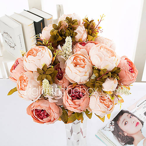Image de 1 Une succursale Polyester Pivoines Fleur de Table Fleurs artificielles