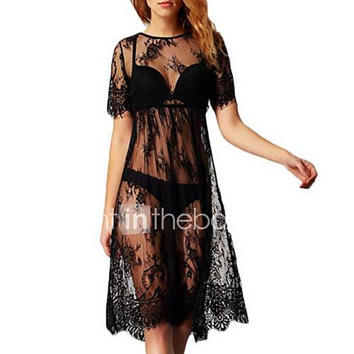 Image de Ample Robe Femme Sortie DÃ©contractÃ© / Quotidien Sexy BohÃ¨me Chic de Rue,Couleur Pleine Col Arrondi Au dessus du genou Manches Courtes