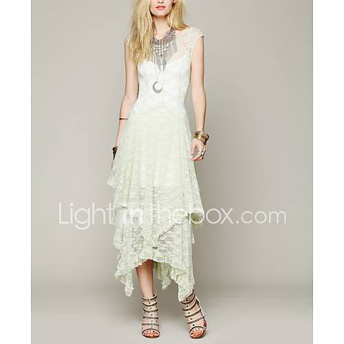 Image de Ample Robe Femme SortieCouleur Pleine Sans Bretelles AsymÃ©trique Sans Manches Polyester EtÃ© Taille Normale Micro-Ã©lastique Moyen