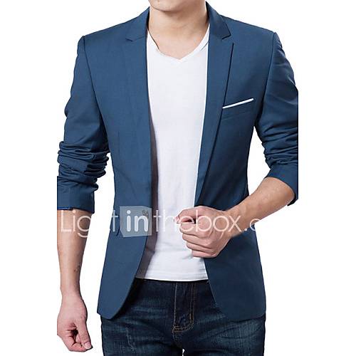 Image de Blazer Pour des hommes Couleur plaine DÃ©contractÃ© / Travail / Formel Acrylique / Polyester Manches longues Noir / Bleu / Rouge / Gris