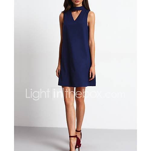 Image de Ample Robe Femme Plage Vacances Sexy,Couleur Pleine V Profond Au dessus du genou Sans Manches Autres EtÃ© Taille Normale Non Elastique Fin