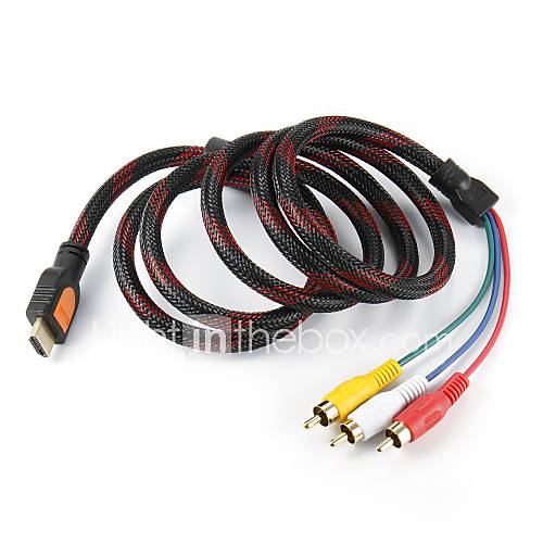 Image de 5 Pieds HDMI mÃ¢le d'entrÃ©e Ã  3 Fiches RCA Audio VidÃ©o CÃ¢ble AV Adapter Converter connecteur, Durable (noir, 1.5M)