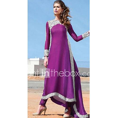 Image de BalanÃ§oire Robe Femme SoirÃ©e Vintage,Couleur Pleine Col Arrondi Maxi Manches Longues Rayonne Printemps Automne Taille Normale