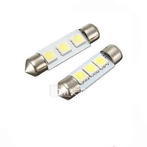 Image de 2w 39mm feston 3led smd5050 dc12v plaque d'immatriculation dÃ´me intÃ©rieur lumiÃ¨re conduit lampe voiture conduit bulbe stationnement 2pcs