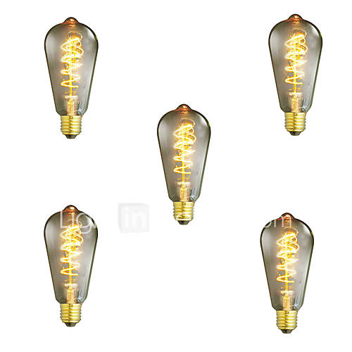Image de 5pcs dimmable st64 40w e27 ampoule vintage edison lampe Ã  incandescence blanche chaude lampe dÃ©corative ampoule Ã  fil ampoule ac220-240v