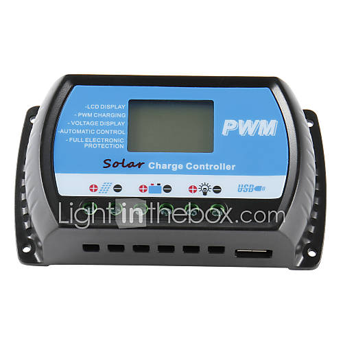 Image de 30a 12V / 24V solaire contrÃ´leur de chargeur de panneau rÃ©gulateur de batterie usb lcd PWM