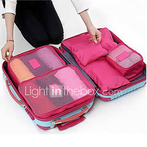 Image de 6 jeux Sac de Voyage Cubes de Rangement Organisateur de Bagage Etanche RÃ©sistant Ã  la poussiÃ¨re Pliable Durable Rangement de Voyage pour