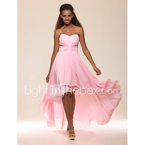Image de A-ligne princesse sans bretelles sweetheart Ã©tage longueur asymÃ©trique mousseline de soie robe de soirÃ©e avec perles par ts couture