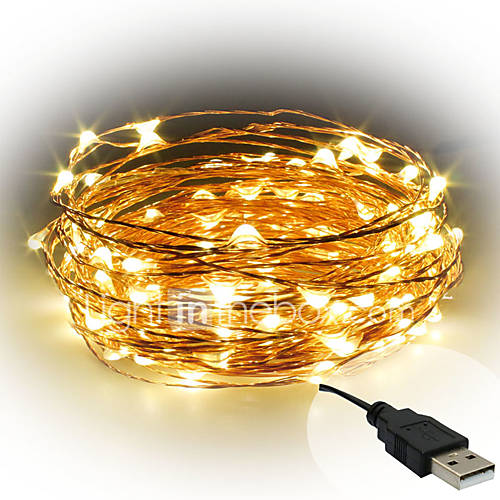 Image de 3W Guirlandes Lumineuses 300 lm <5V V 10 m 100 diodes Ã©lectroluminescentesBlanc chaud Blanc Rouge Jaune Bleu Vert Violet Incarnadin