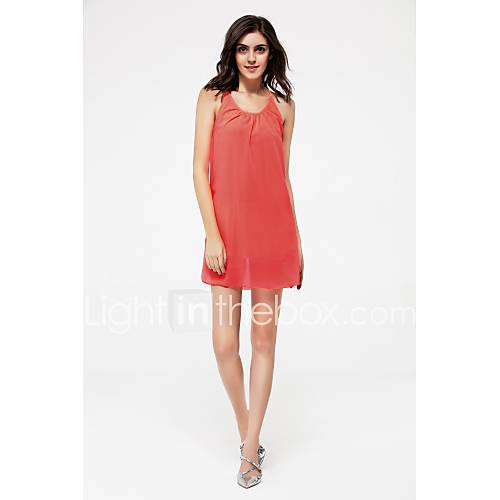 Image de Ample Robe Femme Grandes Tailles simple,Couleur Pleine A Bretelles Au dessus du genou Sans Manches Coton EtÃ© Taille Normale Non Elastique