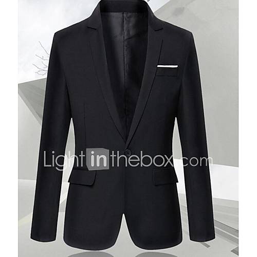 Image de Blazer Homme,Couleur Pleine DÃ©contractÃ© / Quotidien simple Printemps Manches longues Col chÃ¢le Normal Coton
