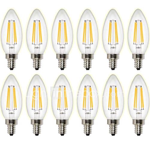 Image de 4W Ampoules Ã  Filament LED C35 4 COB 400 lm Blanc Chaud 2700 K IntensitÃ© RÃ©glable DÃ©corative AC 100-240 AC 110-130 V