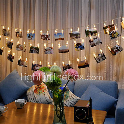 Image de brelong 3m led clip photo chaÃ®ne lumiÃ¨re batterie alimentÃ©e blanc chaud blanc rgb