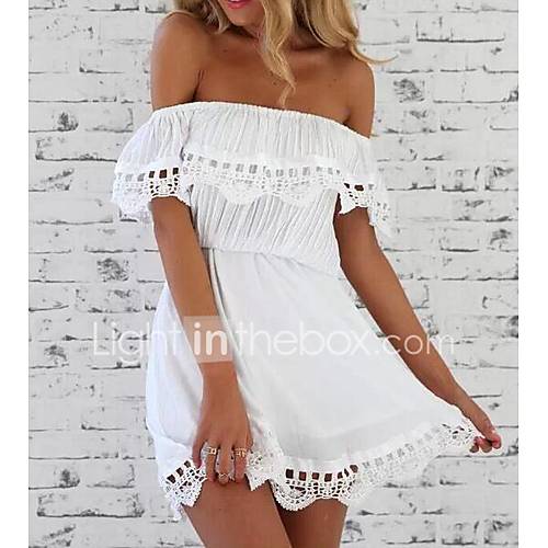 Image de Ample Robe Femme DÃ©contractÃ© / Quotidien simple,Couleur Pleine A Bretelles Au dessus du genou Sans Manches Coton EtÃ© Taille Normale