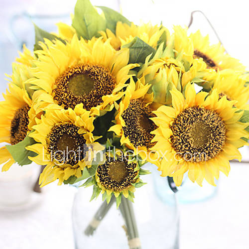 Image de bouquet rÃ©aliste artificiel tournesol artificiel plastique tournesol 7 branche / paquet