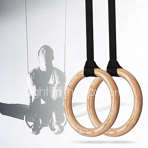 KYLINSPORT Gymnastic Rings Punching Bag Cam Buckle Straps Sports Wood Home Workout Gym Exercise  Fitness Adjustable Olympic Heavy Duty Muscular Bodyweight Training Crossfit Pull Up For