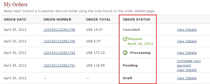 ... order status automated payment shipping status quickly that check
