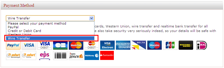 Western Union and Wire Transfer Information
