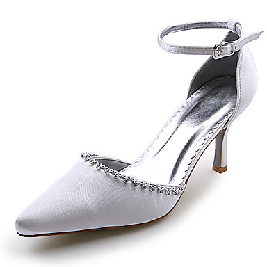 Satin Upper High Heel Closed-toes With Rhinestone Wedding Bridal Shoes ...
