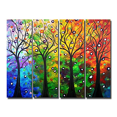 Hand-painted Floral Oil Painting with Stretched Frame - Set of 4 345205 ...