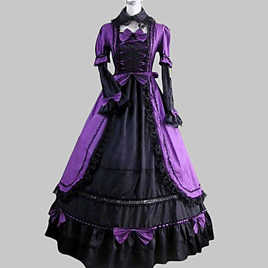 Long Sleeve Floor-length Purple Satin Cotton Aristocrat Lolita Dress ...