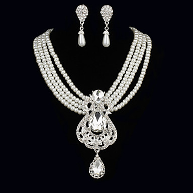 Elegant Pearls With Cubic Zirconia Women's Jewelry Set Including ...