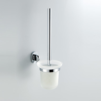 Contemporary Style Chrome Finish Wall Mounted Brass Toilet Brush Holder ...