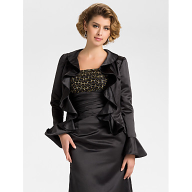 Wedding Wraps Coats/Jackets Long Sleeve Satin Black Wedding / Party ...