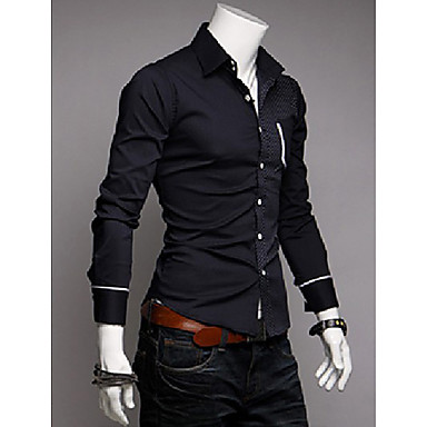Men's Solid Work Shirt Long Sleeve Black / White 559104 2016 – $25.99