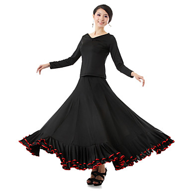 Ballroom Dancewear Viscose Modern Dance Outfit Top and Skirt For Ladies ...