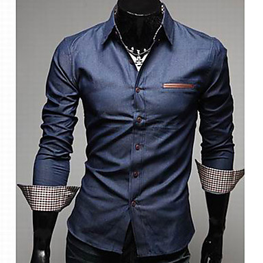 Men'S Leather Pocket Slim Denim Shirt 673704 2016 – $14.39