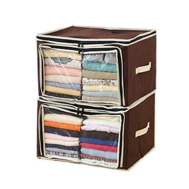 2 Grid Brown Visible Clothes Storage Box (1 Piece) - USD $ 10.99