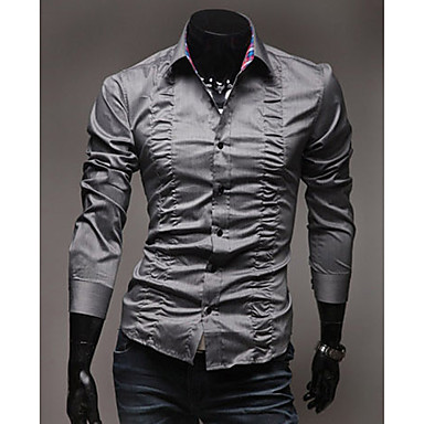 Men's Solid Casual Shirt,Cotton Blend Long Sleeve Black / White / Gray ...