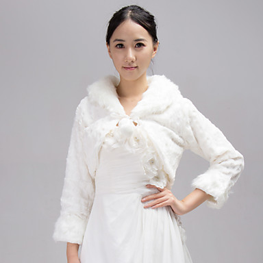 Fur Wraps / Wedding Wraps Coats/Jackets Long Sleeve Faux Fur White ...