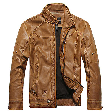 Men'S European Style Vintage Leather Jacket 954932 2017 – $42.99