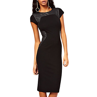 Women's Solid Black Dress , Bodycon/Work Crew Neck 898455 2017 – $50.89