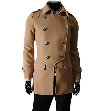 Men's Solid Formal Coat,Cotton Long Sleeve-Black / White / Gray 1054492 ...