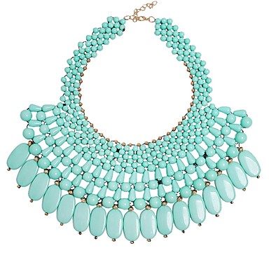 JANE STONE Turquoise Beaded Fashion Bib Chunky Statement Necklace ...