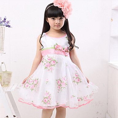 Baby Kid Girl's Lovely Print Rose Flowers Chiffon Vest Skirt Bow ...