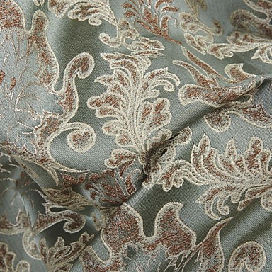 Rococo Grey Leaf Polyester Jacquard Fabric (Fabric Weight-Medium ...