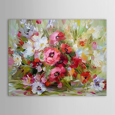 Hand-Painted Floral/Botanical One Panel Canvas Oil Painting For Home ...