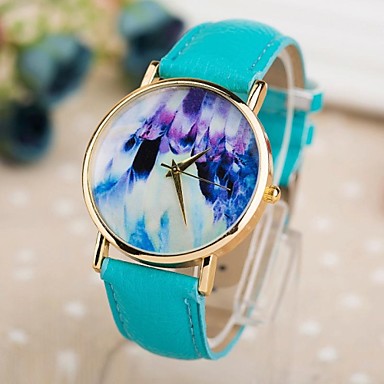 Women‘s Abstract Paintings Style PU Band Quartz Watch (Assorted Colors ...